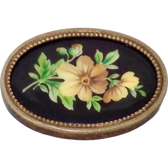 Hans Hansen Signed Denmark 985 GOLD 14K Enamel Flower Brooch Pin Golden 13 grams - Picture 3 of 15